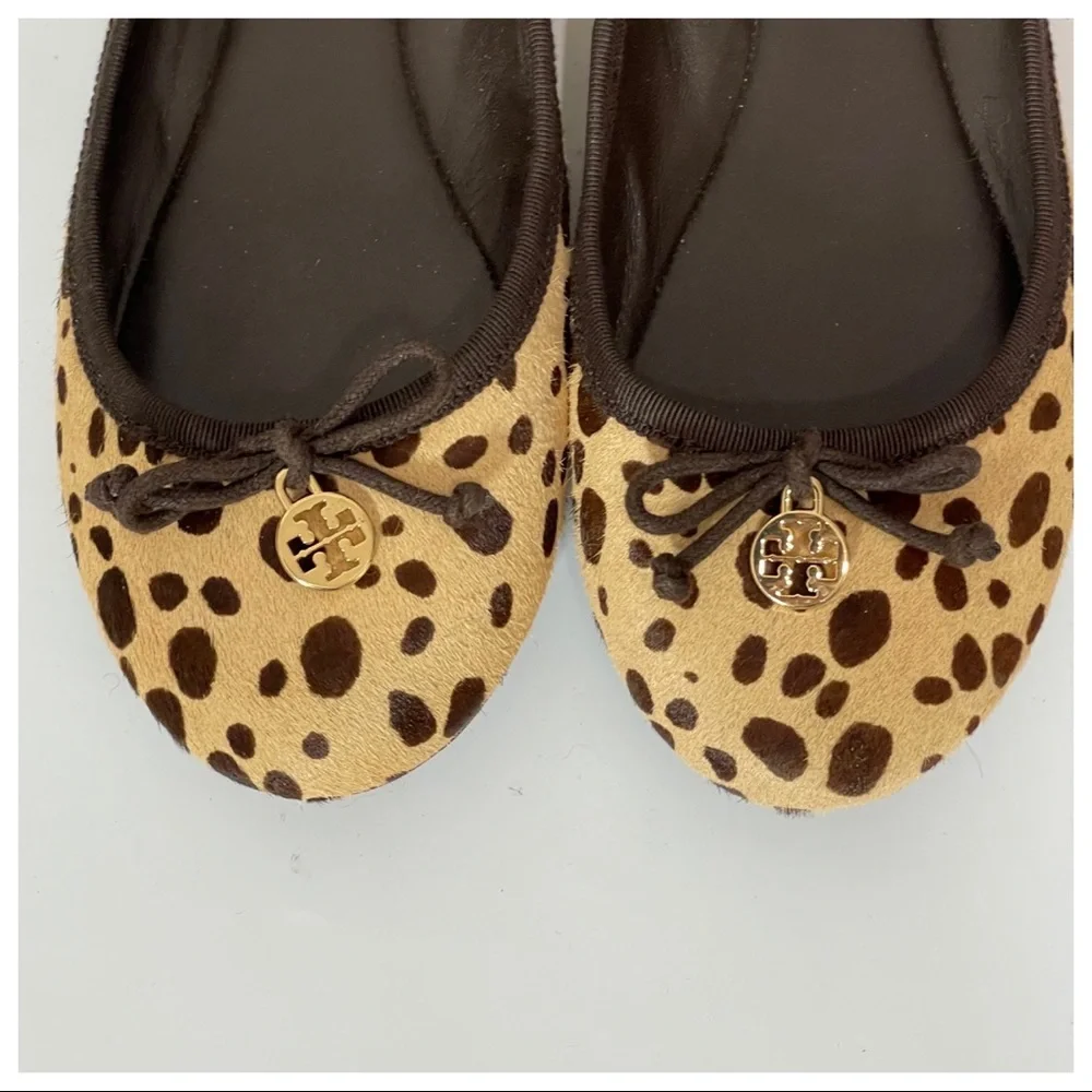 Tory Burch Leopard Bow Laila Calf Hair Ballet Flat